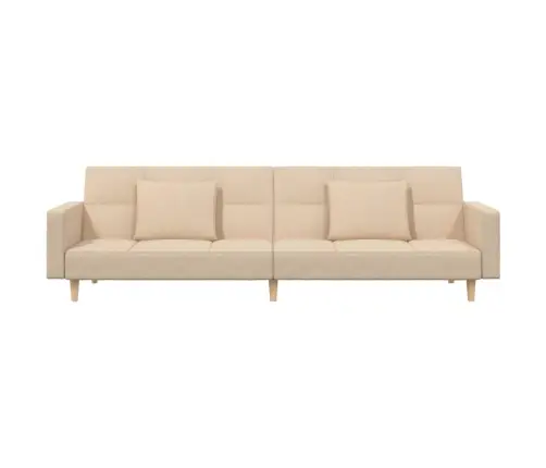 Dvivietė Sofa-Lova Su Dvejomis Pagalvėmis, Kreminė, Audinys