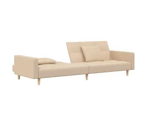 Dvivietė Sofa-Lova Su Dvejomis Pagalvėmis, Kreminė, Audinys