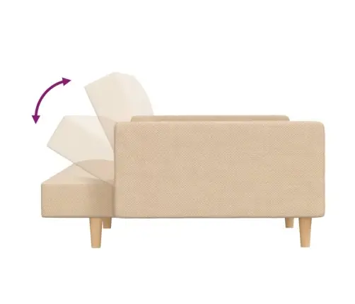 Dvivietė Sofa-Lova Su Dvejomis Pagalvėmis, Kreminė, Audinys