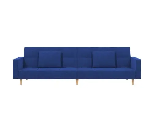 2-Vietīga Dīvāngulta Ar Diviem Spilveniem, Zils Audums Vidaxl