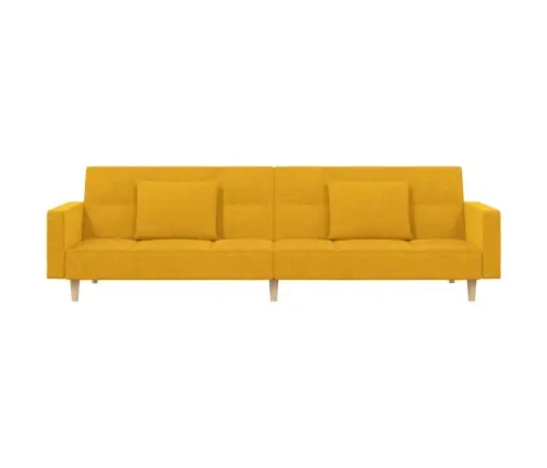 2-Vietīga Dīvāngulta Ar Diviem Spilveniem, Dzeltens Audums Vidaxl