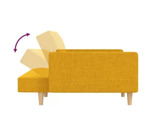 2-Vietīga Dīvāngulta Ar Diviem Spilveniem, Dzeltens Audums Vidaxl