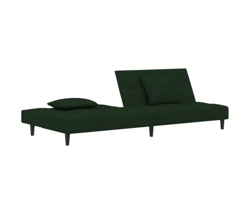 Dvivietė Sofa-Lova Su Dvejomis Pagalvėmis, Žalia, Aksomas