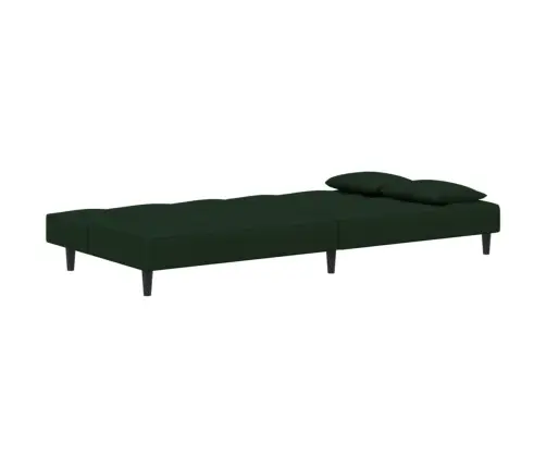Dvivietė Sofa-Lova Su Dvejomis Pagalvėmis, Žalia, Aksomas