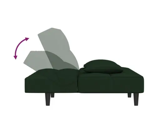 Dvivietė Sofa-Lova Su Dvejomis Pagalvėmis, Žalia, Aksomas