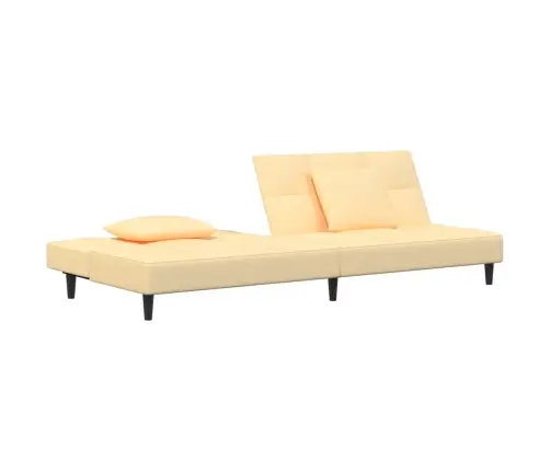 2-Vietīga Dīvāngulta Ar Diviem Spilveniem, Krēmkrāsas Samts Vidaxl