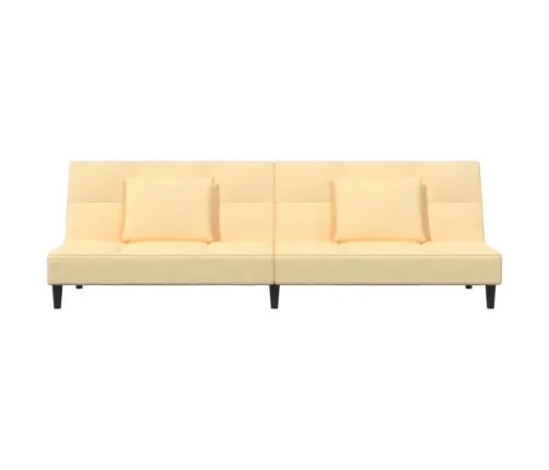 2-Vietīga Dīvāngulta Ar Diviem Spilveniem, Krēmkrāsas Samts Vidaxl