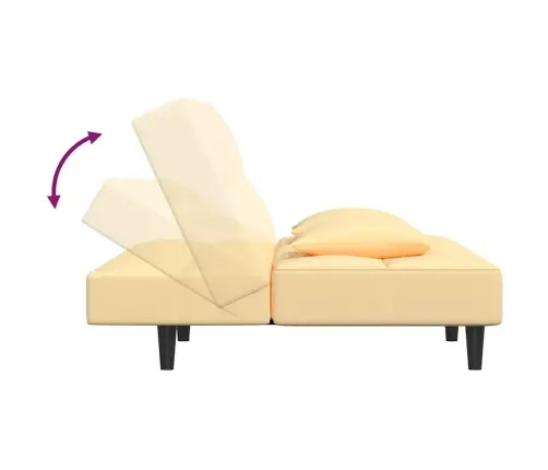2-Vietīga Dīvāngulta Ar Diviem Spilveniem, Krēmkrāsas Samts Vidaxl