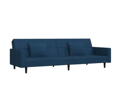 Dvivietė Sofa-Lova Su Dvejomis Pagalvėmis, Mėlyna, Aksomas