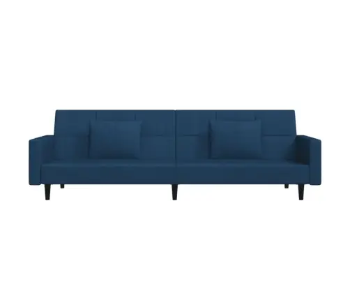 Dvivietė Sofa-Lova Su Dvejomis Pagalvėmis, Mėlyna, Aksomas