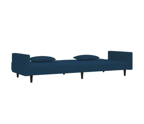 Dvivietė Sofa-Lova Su Dvejomis Pagalvėmis, Mėlyna, Aksomas