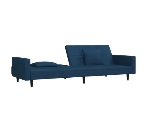 Dvivietė Sofa-Lova Su Dvejomis Pagalvėmis, Mėlyna, Aksomas