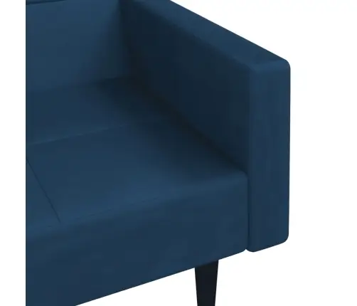 Dvivietė Sofa-Lova Su Dvejomis Pagalvėmis, Mėlyna, Aksomas