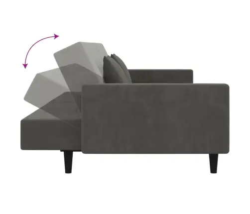 2-Vietīga Dīvāngulta Ar Diviem Spilveniem, Tumši Pelēks Samts Vidaxl