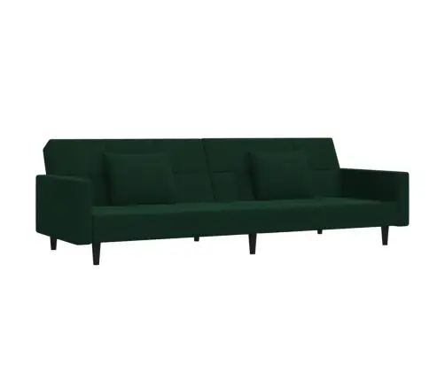 Dvivietė Sofa-Lova Su Dvejomis Pagalvėmis, Žalia, Aksomas