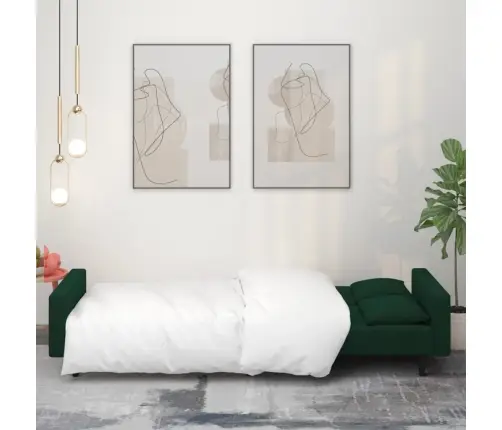 Dvivietė Sofa-Lova Su Dvejomis Pagalvėmis, Žalia, Aksomas