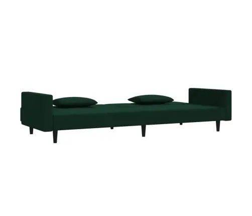 Dvivietė Sofa-Lova Su Dvejomis Pagalvėmis, Žalia, Aksomas