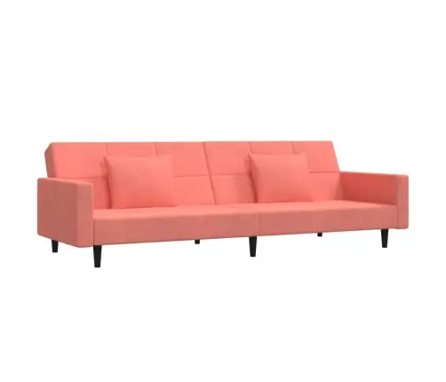 Dvivietė Sofa-Lova Su Dvejomis Pagalvėmis, Rožinė, Aksomas