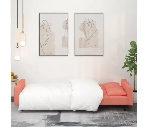 Dvivietė Sofa-Lova Su Dvejomis Pagalvėmis, Rožinė, Aksomas