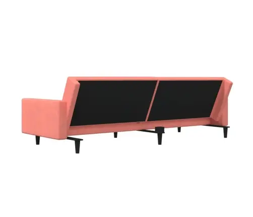 Dvivietė Sofa-Lova Su Dvejomis Pagalvėmis, Rožinė, Aksomas