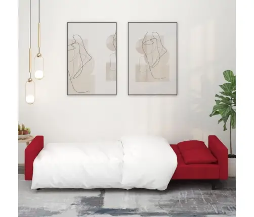 2-Vietīga Dīvāngulta Ar Diviem Spilveniem, Vīnsarkans Samts Vidaxl