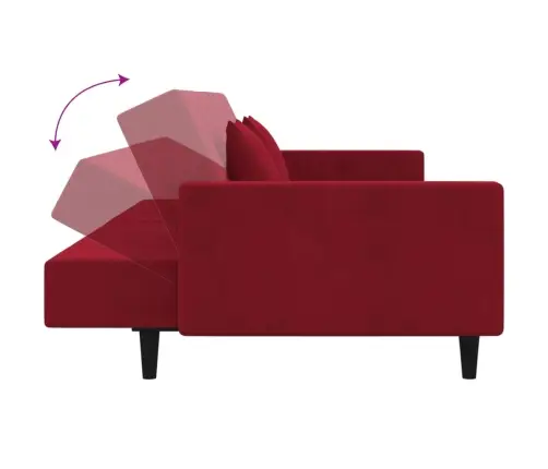 2-Vietīga Dīvāngulta Ar Diviem Spilveniem, Vīnsarkans Samts Vidaxl