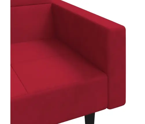 2-Vietīga Dīvāngulta Ar Diviem Spilveniem, Vīnsarkans Samts Vidaxl