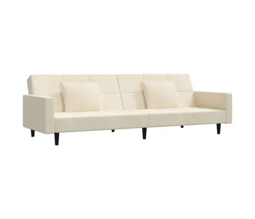 2-Vietīga Dīvāngulta Ar Diviem Spilveniem, Krēmkrāsas Samts Vidaxl