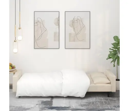 2-Vietīga Dīvāngulta Ar Diviem Spilveniem, Krēmkrāsas Samts Vidaxl