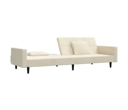 2-Vietīga Dīvāngulta Ar Diviem Spilveniem, Krēmkrāsas Samts Vidaxl