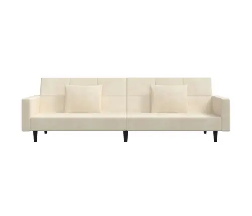 2-Vietīga Dīvāngulta Ar Diviem Spilveniem, Krēmkrāsas Samts Vidaxl