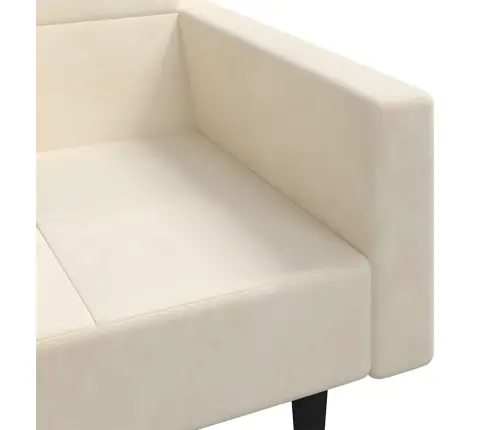 2-Vietīga Dīvāngulta Ar Diviem Spilveniem, Krēmkrāsas Samts Vidaxl
