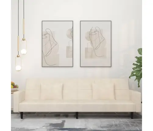 2-Vietīga Dīvāngulta Ar Diviem Spilveniem, Krēmkrāsas Samts Vidaxl