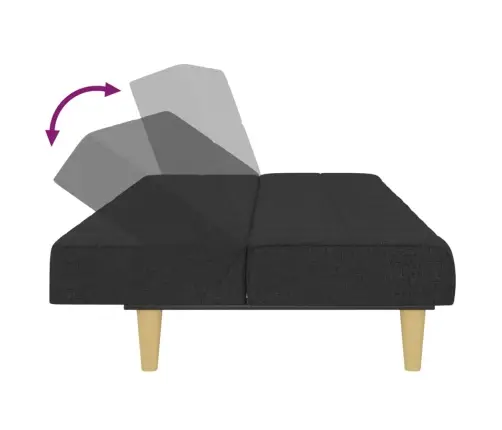 2-Vietīga Dīvāngulta, Melns Audums Vidaxl