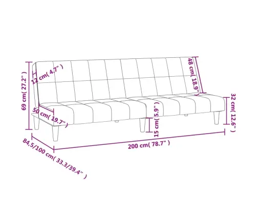 2-Vietīga Dīvāngulta, Pelēkbrūns Audums Vidaxl