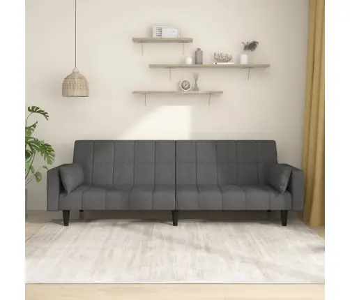 Dvivietė Sofa-Lova Su Dvejomis Pagalvėmis, Pilka, Audinys