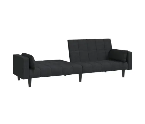 2-Vietīga Dīvāngulta Ar Diviem Spilveniem, Melns Audums Vidaxl