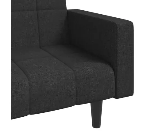2-Vietīga Dīvāngulta Ar Diviem Spilveniem, Melns Audums Vidaxl