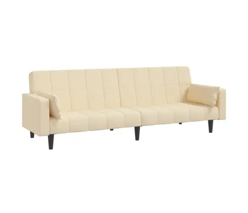 2-Vietīga Dīvāngulta Ar Diviem Spilveniem, Krēmkrāsas Audums Vidaxl