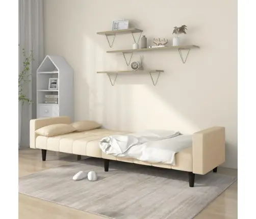 2-Vietīga Dīvāngulta Ar Diviem Spilveniem, Krēmkrāsas Audums Vidaxl