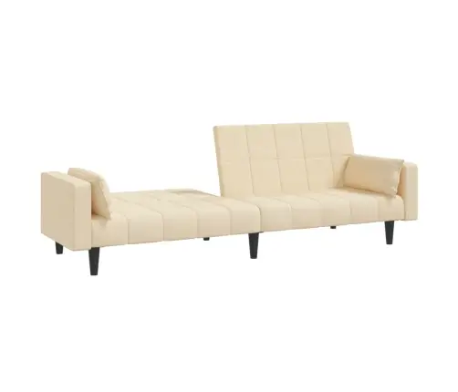 2-Vietīga Dīvāngulta Ar Diviem Spilveniem, Krēmkrāsas Audums Vidaxl