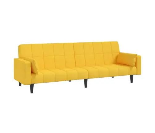 2-Vietīga Dīvāngulta Ar Diviem Spilveniem, Dzeltens Audums Vidaxl