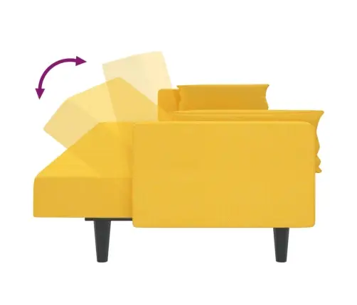 2-Vietīga Dīvāngulta Ar Diviem Spilveniem, Dzeltens Audums Vidaxl