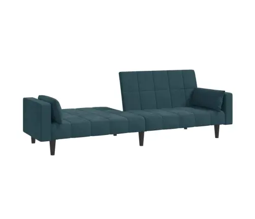 2-Vietīga Dīvāngulta Ar Diviem Spilveniem, Zils Samts Vidaxl