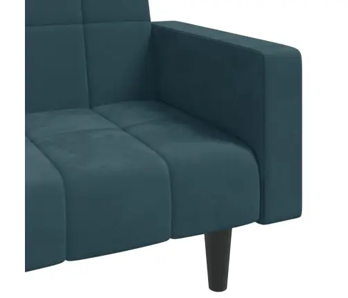 2-Vietīga Dīvāngulta Ar Diviem Spilveniem, Zils Samts Vidaxl