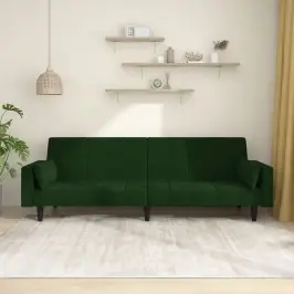 2-Vietīga Dīvāngulta Ar Diviem Spilveniem, Tumši Zaļš Samts Vidaxl 2-Vietīga Dīvāngulta Ar Diviem Spilveniem, Tumši Zaļš Samts Vidaxl