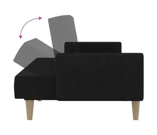 2-Vietīga Dīvāngulta, Melns Audums Vidaxl