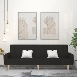 2-Vietīga Dīvāngulta, Melns Audums Vidaxl 2-Vietīga Dīvāngulta, Melns Audums Vidaxl