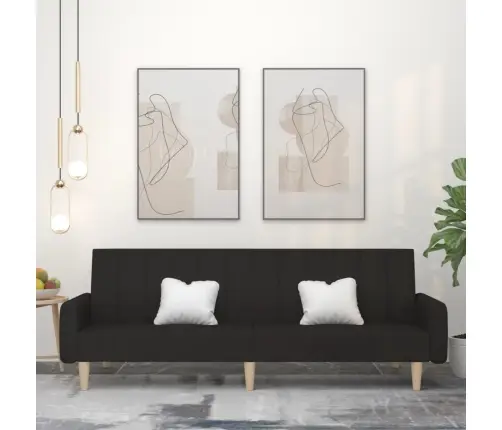 2-Vietīga Dīvāngulta, Melns Audums Vidaxl