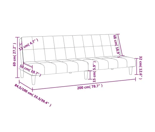 2-Vietīga Dīvāngulta, Melns Audums Vidaxl